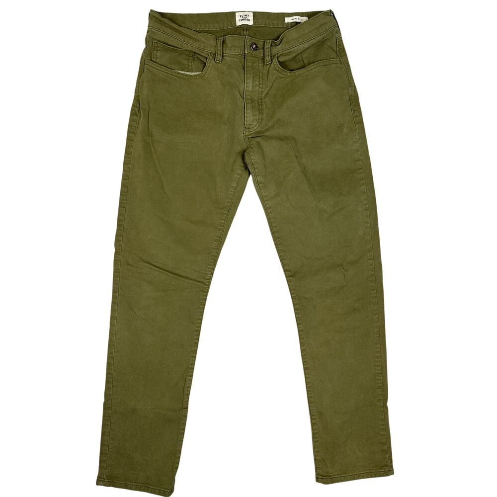 Flint And Tinder Mens Size 31 365 Chino Slim Fit Olive Green pants